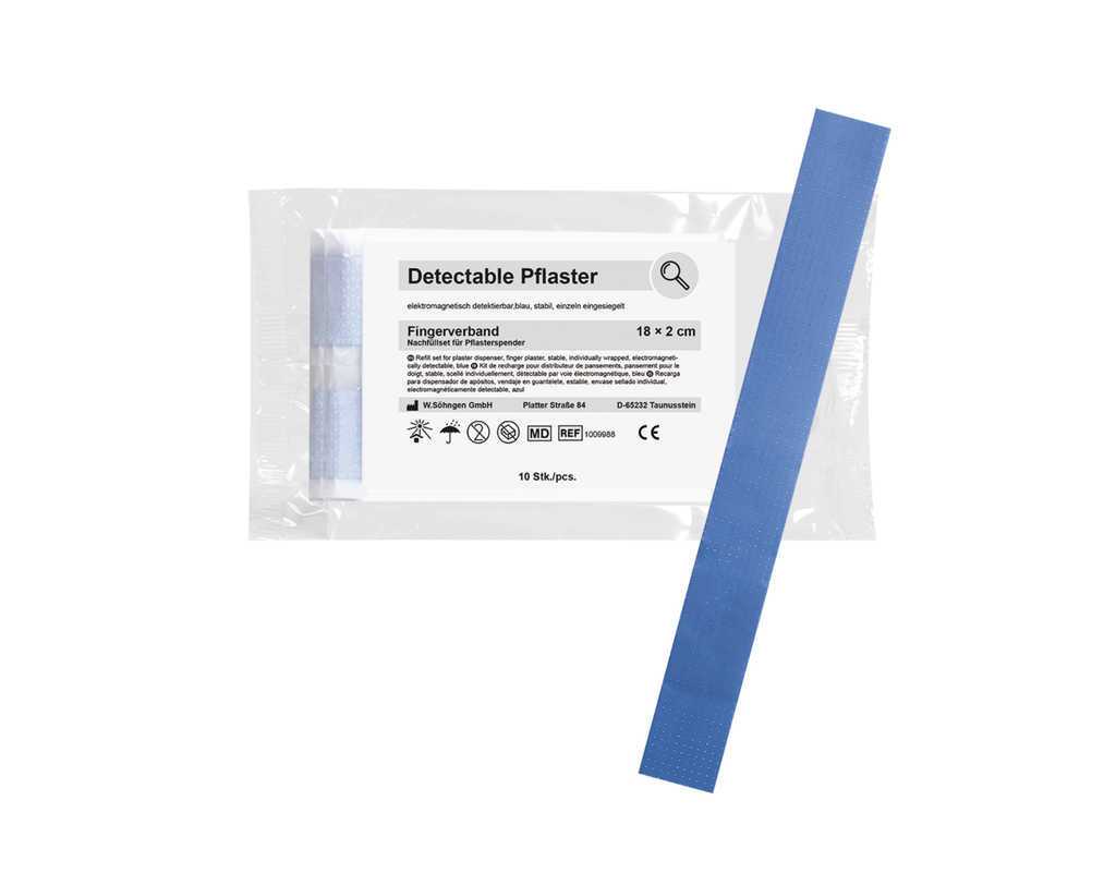 [1009988] KIT DE REMPLISSAGE PANSEMENT DOIGT DÉTECTABLE, 10 PIÈCES 18 X 2 CM