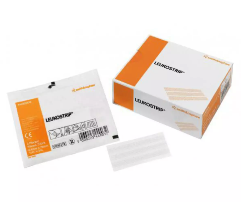 LEUKOSTRIP 4 X 76 MM, 4 STRIPS, SUTURE CUTANÉE HYPOALLERGÉNIQUE ADHÉSIVE