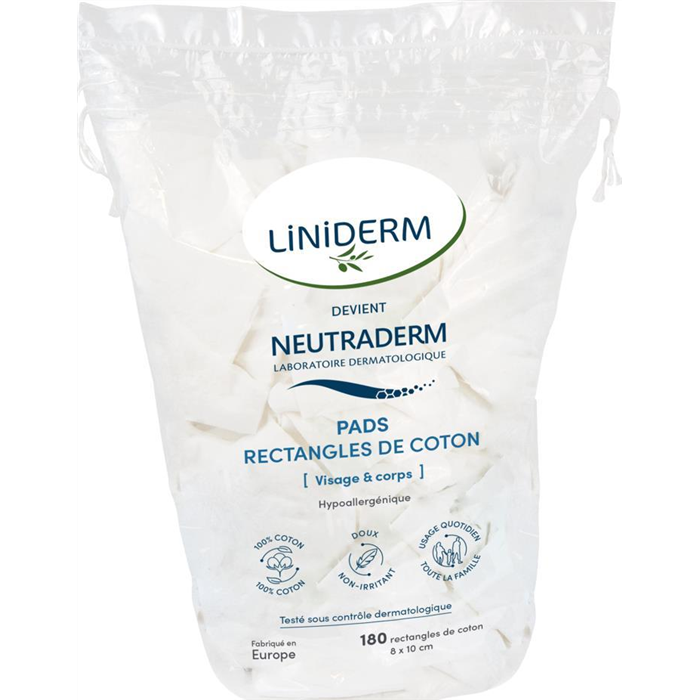 Neutraderm Pads coton non stérile, 180 pièces - 8 x 10 cm