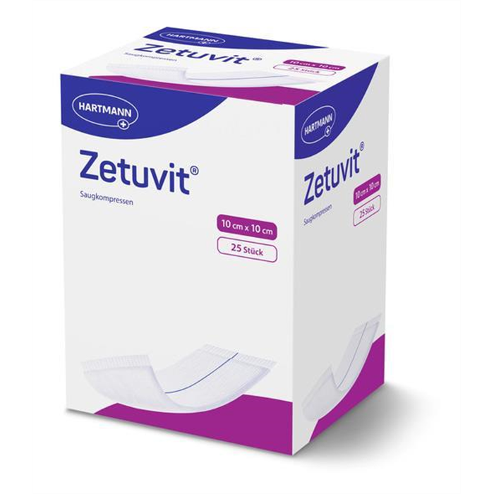Zetuvit 10 x 10 cm, stérile, emballé individuellement, 25 pièces