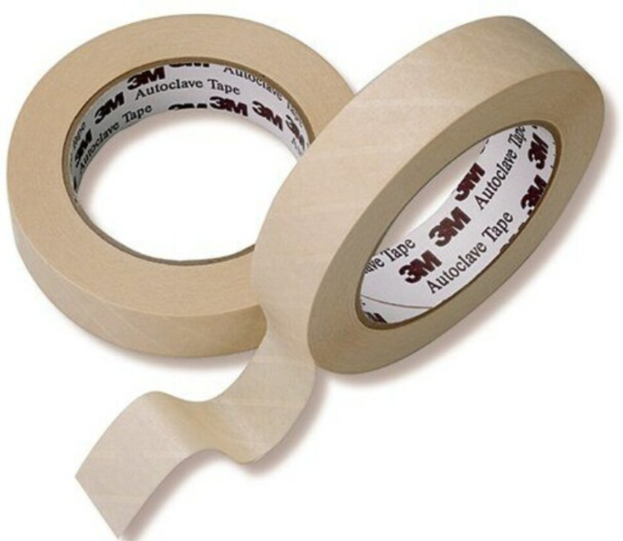 [H7 205] Ruban adhésif de stérilisation crêpe beige avec indicateur chaleur sèche selon ISO 11140 partie 1