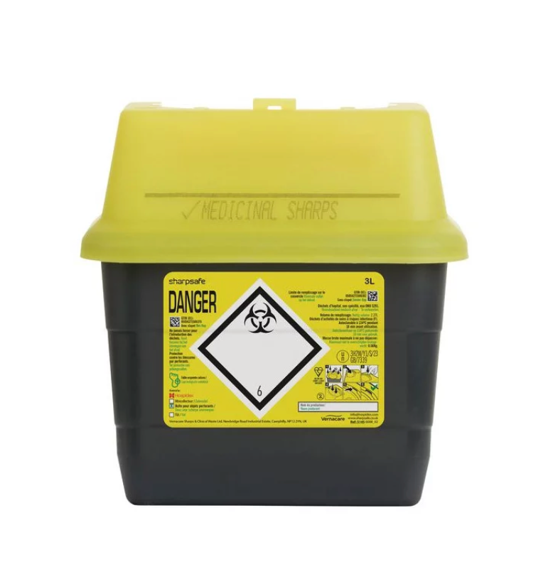 Sharpsafe® 3 L plastique recyclé, 203 x 126 x 197 mm, ouverture 110 x 55 mm