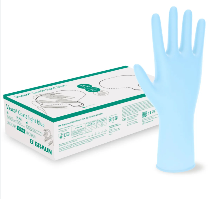 [9206537] Gants d’examen Vasco Nitril sky-blue L, non poudrés, 150 pcs, non stériles