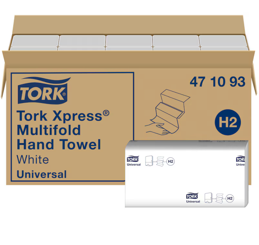 Essuie-mains Tork Xpress Multifold, 2 plis, 23,4 x 21 cm, carton de 4740 feuilles, 20 paquets de 237