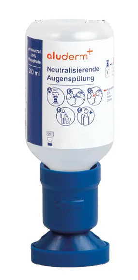 Solution de lavage oculaire neutralisante aluderm pH neutre 4,9 % phosphate 200 ml