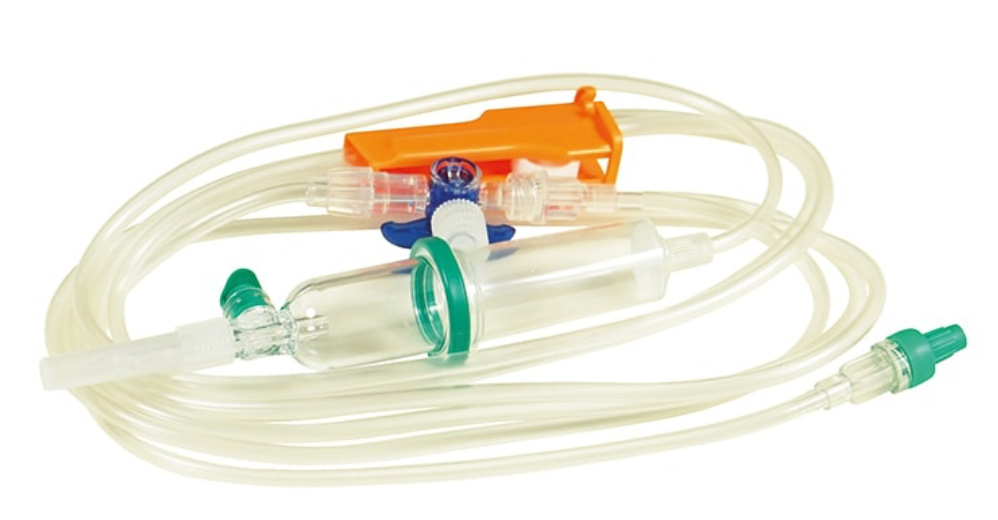 Set de perfusion avec robinetterie triple, fabrication spéciale