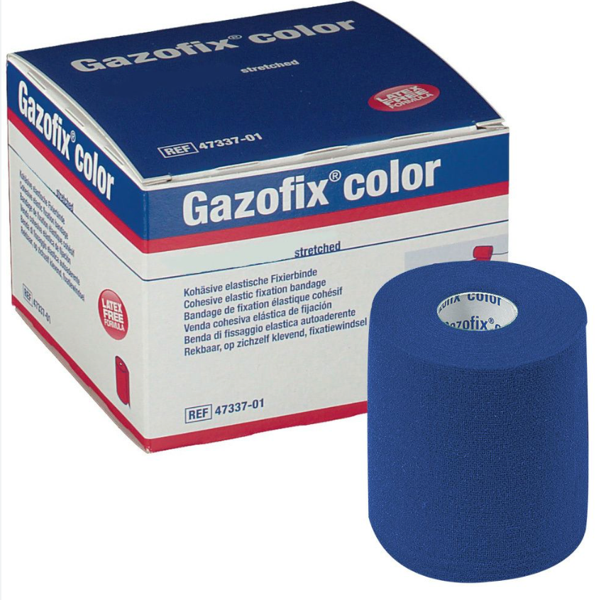 [319550] GAZOFIX COLOR, 6 cm x 20 m, bleu, bande de fixation élastique cohésive