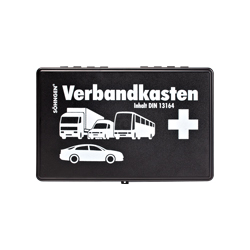 E-H Trousse de premiers secours pour véhicule (KFZ), en plastique, conforme à la norme DIN 13164, noire