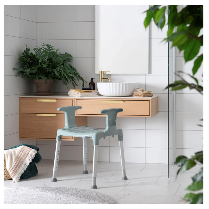 [81701730] Chaise de douche Swift avec accoudoirs et dossier, vert lagon