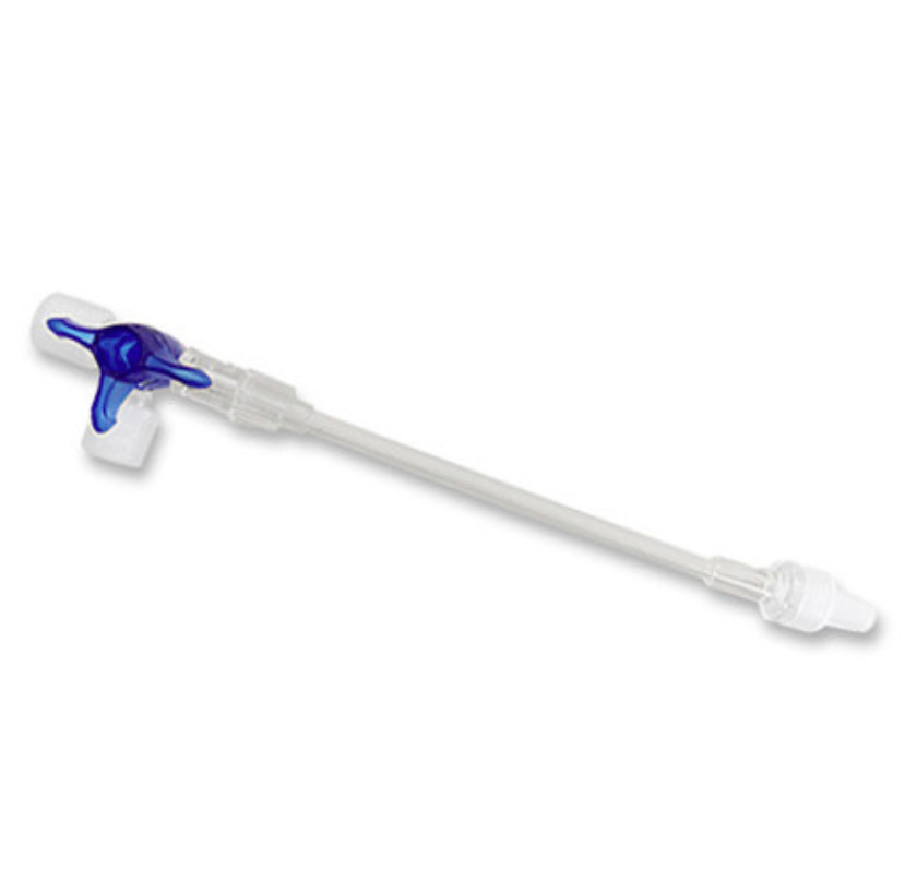 [16500C] DISCOFIX PLUS robinet 3 voies bleu avec tuyau 10 cm