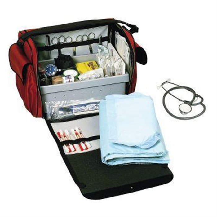 Sac médical infirmier/médecin Bollmann, rouge, 43 × 31 × 26 cm, en polyester, sans contenu