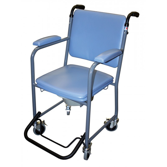 [GR 32] Chaise percée à roues garniture luxe, accoudoirs fixes