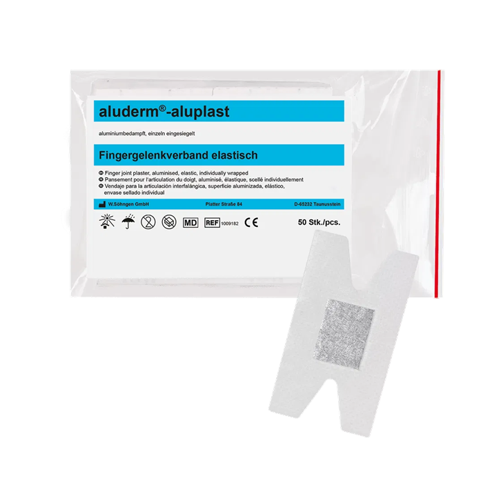 Aluderm Aluplast pansement pour articulation du doigt
4,0 x 7,5 cm, paquet de 50 pièces