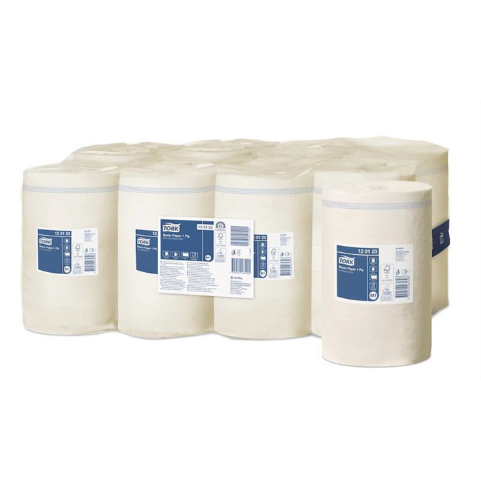 [120123] Basic Paper Tork Mini centerfeed _x000D_
120 m x 21 cm 1 pli, rouleau multi-usages