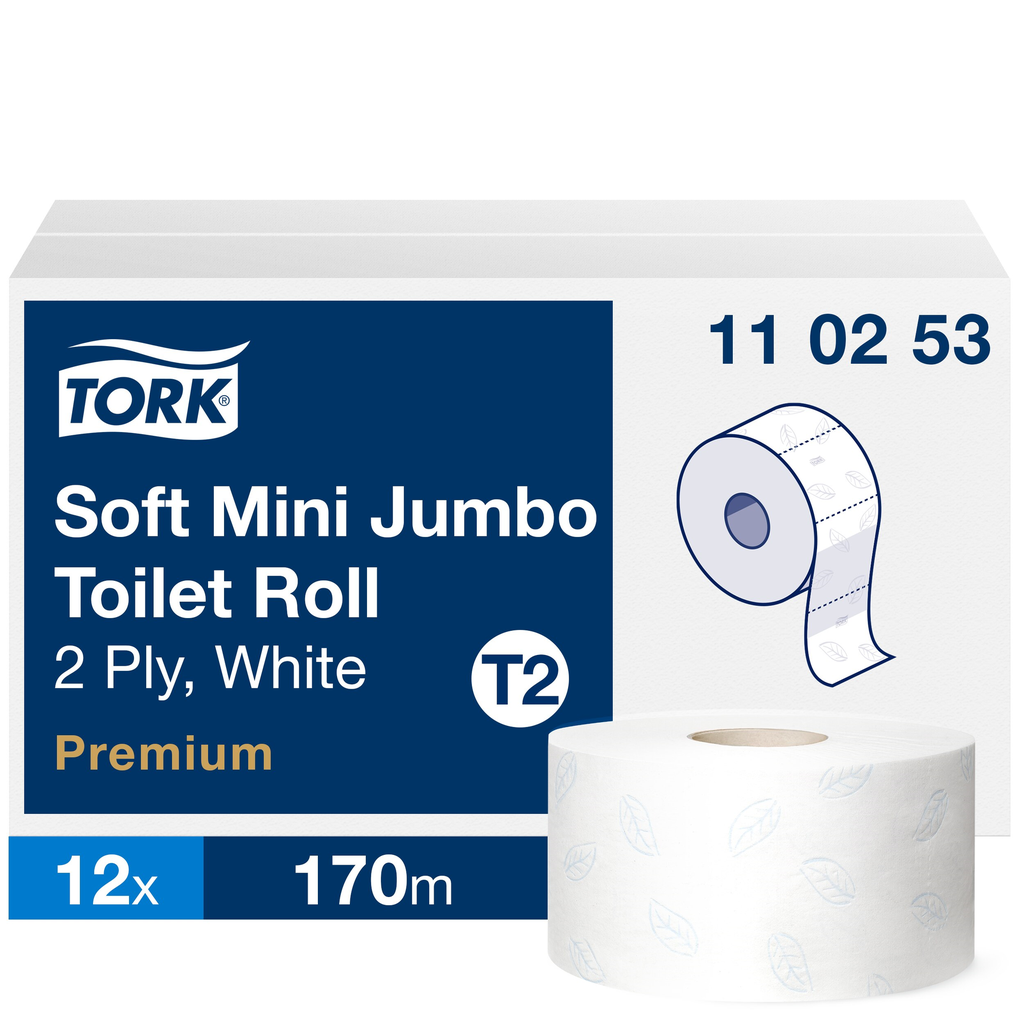 Papier toilette Tork Soft Mini Jumbo, rouleau 170 m x 10 cm, 2 plis, 1214 feuilles