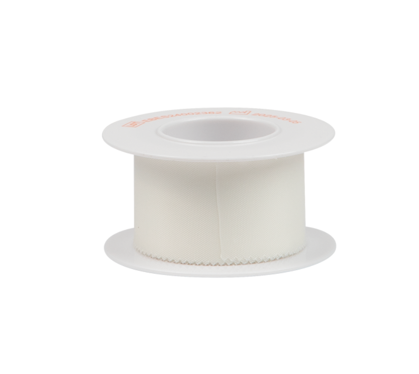 [1009140] Sparadrap en soie, 5 m x 2,50 cm, en taffetas blanc sur bobine avec anneau de protection