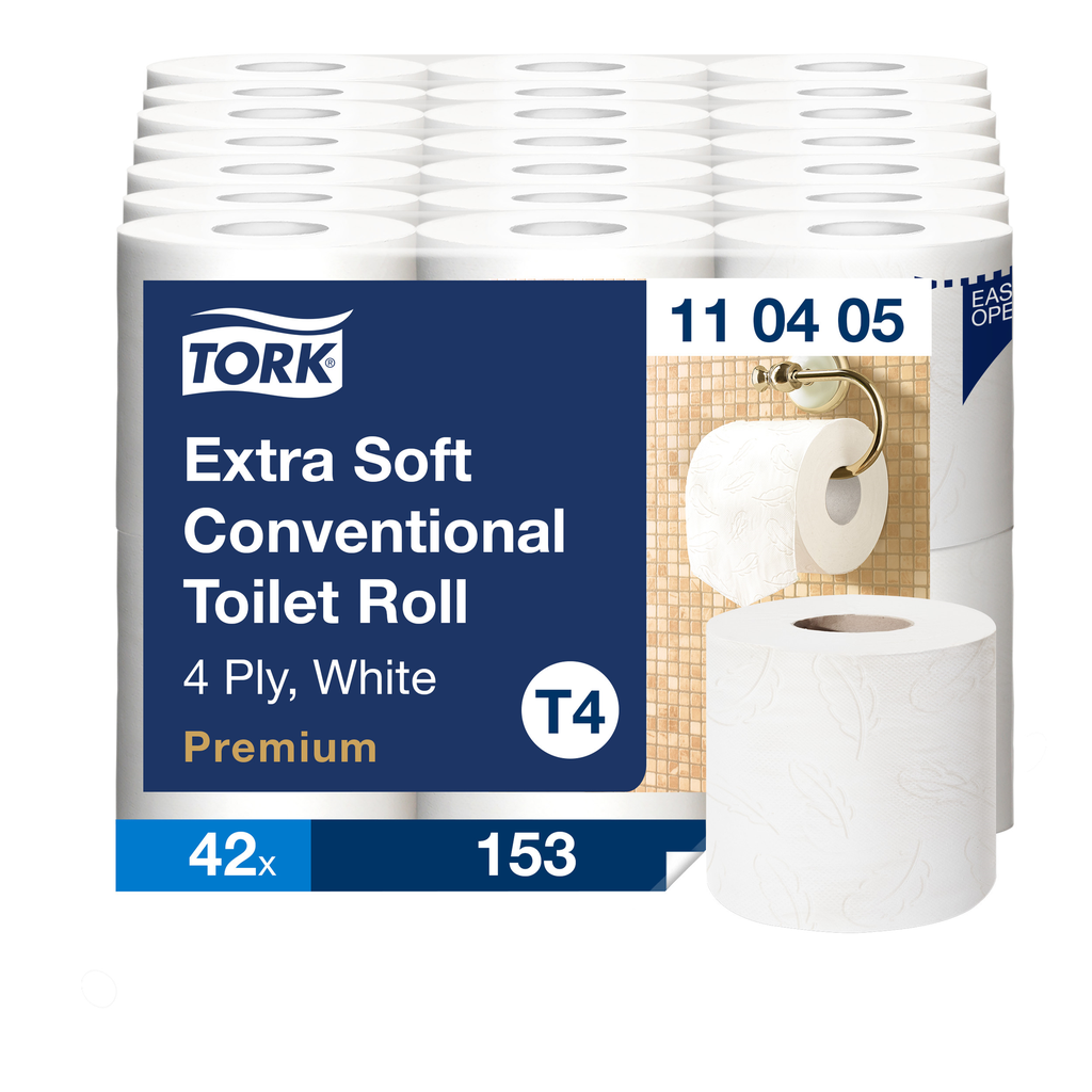 [110406 (alt 110405)] Papier toilette Tork Extra Soft, format conventionnel, 7 x 6 rouleaux, 153 coupons, 4 plis