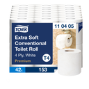 Papier toilette Tork Extra Soft, format conventionnel, 7 x 6 rouleaux, 153 coupons, 4 plis