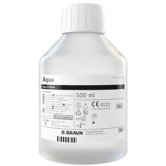 Aqua B.BRAUN 500 ml, Ecotainer, solution d’irrigation