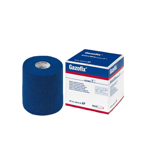[319560] GAZOFIX COLOR, 8 cm x 20 m, bleu, bande de fixation cohésive élastique
