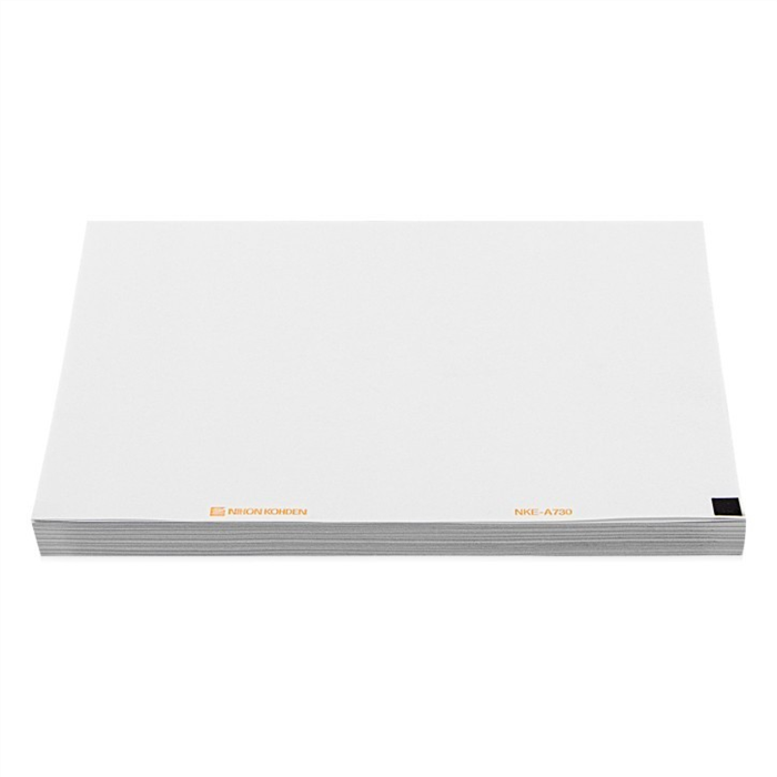 [NKD-A730] Papier thermique, format livret, 110 mm x 20 m, sans quadrillage, avec marquage latéral, pour ECG 6 canaux, compatible Cardiofax ECG-1250 & ECG-2250 / 10 unités