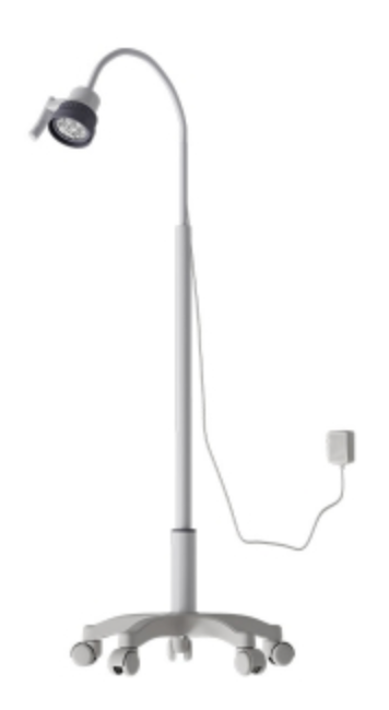 [228430] AMFA lampe d’examen LED avec bras articulé, intensité lumineuse 28500 lux, colonne sur roulettes