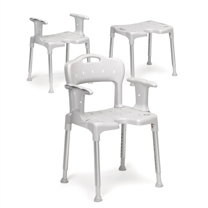 [81701430] Chaise de douche Swift avec accoudoirs et dossier, gris