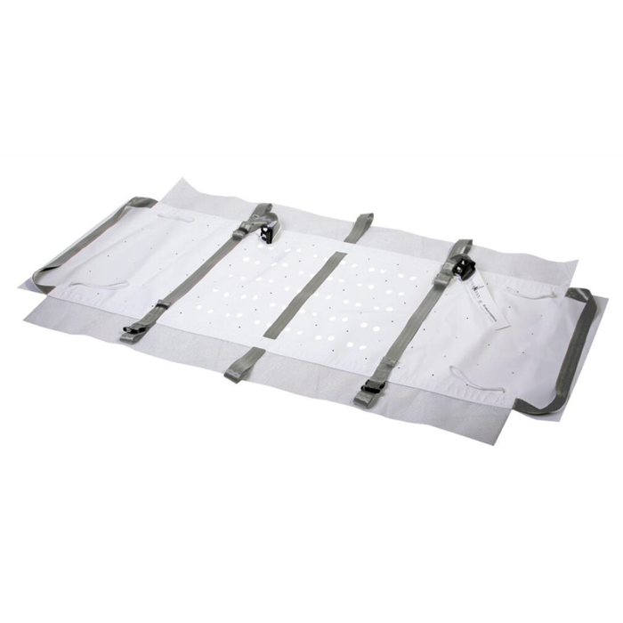 Drap d'évacuation, 2000 x1000 x 4 mm, pour la largeur du matelas:  L.1900 x 2050 B.1000-1400 mm, sangles incluses, 4 boucles de fixation, max. 200 kg