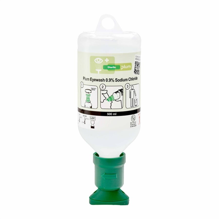 Solution de rinçage oculaire Plum, solution de chlorure de sodium (0,9 %), 500 ml
