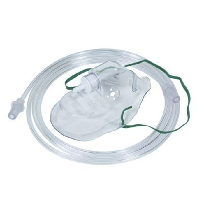 Masque à oxygène avec tuyau et pince nasale, adulte, avec tuyau de 2,1 m, sans latex, à usage unique
