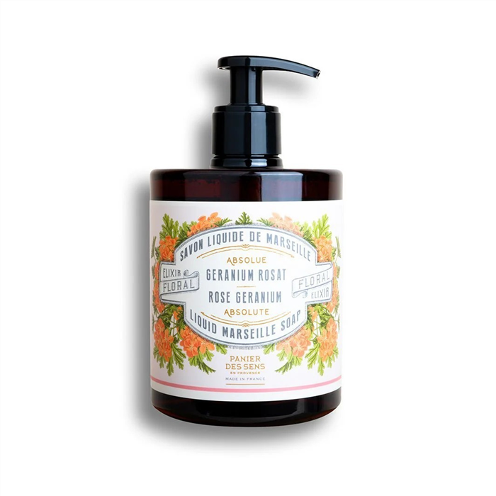 Savon de Marseille liquide - Géranium Rosat, 500 ml_x000D_
LES ESSENTIELS