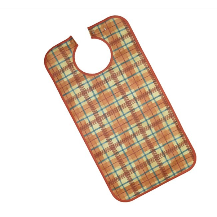 [4010-te] Tablier de repas, PU avec boutons-pression 45 x 85 cm, orange à carreaux