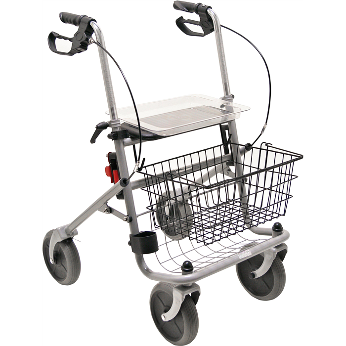[722100000] Rollator Cristallo avec panier, plateau et porte-canne