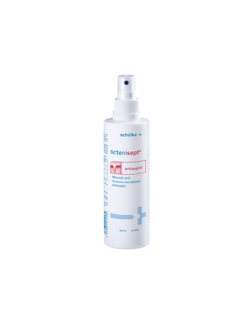 Octenisept 250 ml, flacon pulvérisateur pour la désinfection de la peau et des muqueuses, avec tête de pulvérisation