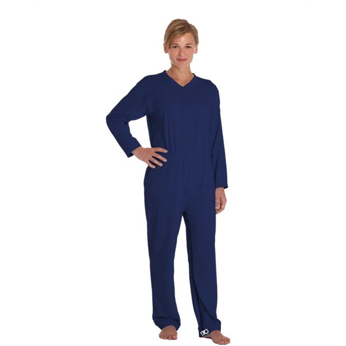 Combinaison de soins longue, unisexe, bleu marine, taille L
