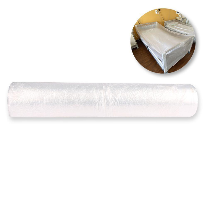 Housse de protection pour lit HDPE, 320 x 95 cm, transparente rouleau de 200 pièces