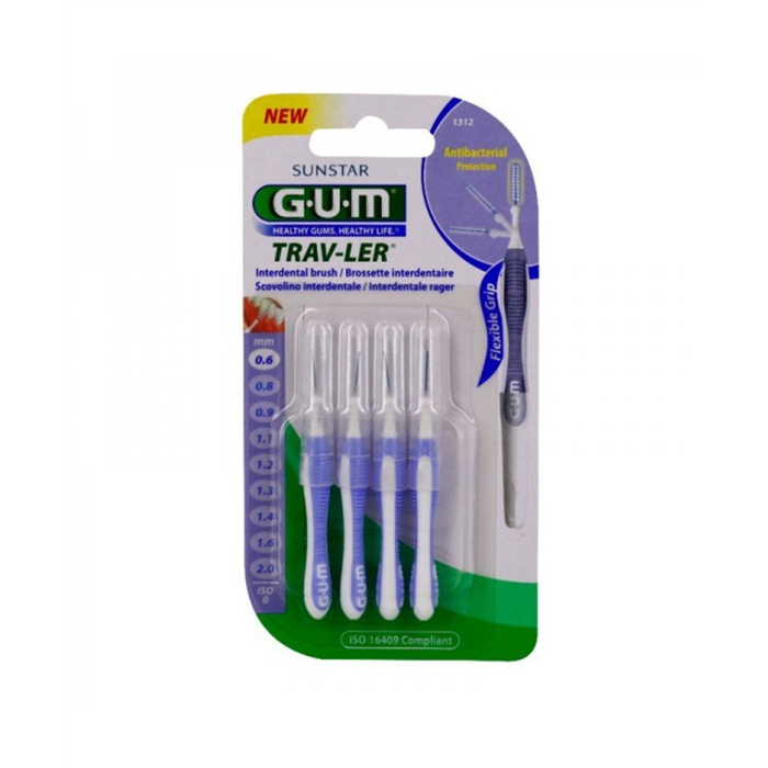 Gum Trav-Ler Brossette Interdentaire 1512 1,2  mm, 4 Unités, Flexible Grip