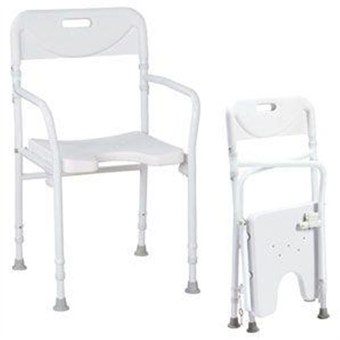 Chaise de douche pliante avec accoudoirs et dossier, jusqu'à 130 kg