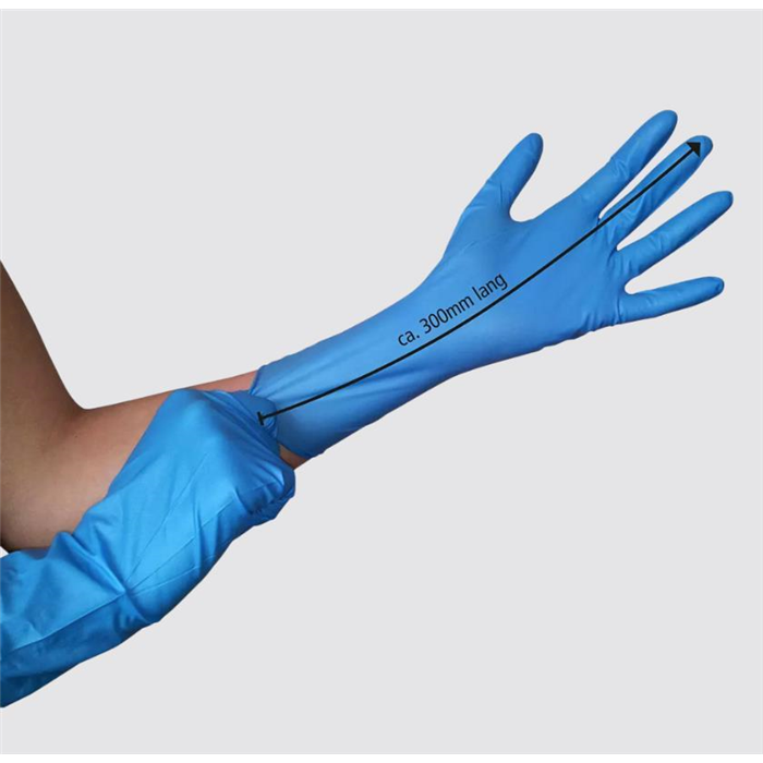 [01191-L] Gants longs en nitrile, bleu, taille L, non poudrés, Med-Comfort blue 300, 100 pces