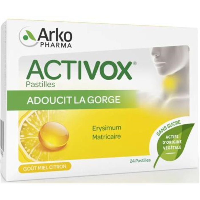 [3567-575] Activox pastilles adoucissant gorge Miel Citron, 24 pastilles