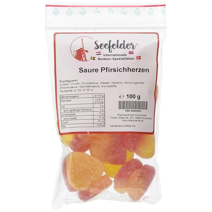 [171235] Cœurs à la pêche acidulés Seefelder 100 g
