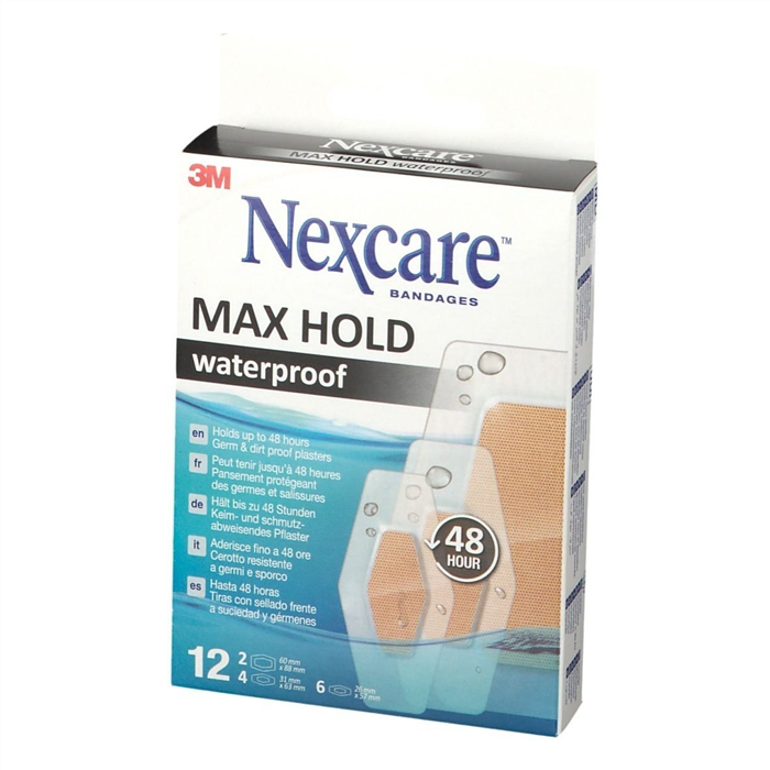 [N0612ASM] Nexcare Max Hold Waterproof, 3 tailles, 12 pièces