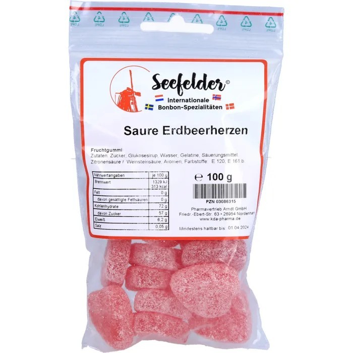 [171232] Cœurs à la fraise acidulés Seefelder, 100 g