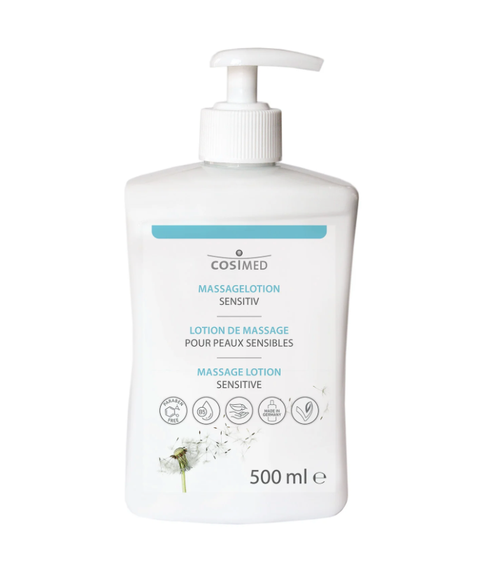 COSIMED lotion de massage Sensitive, 500 ml, sans silicone, parabènes ni paraffines, avec vitamine E + panthénol