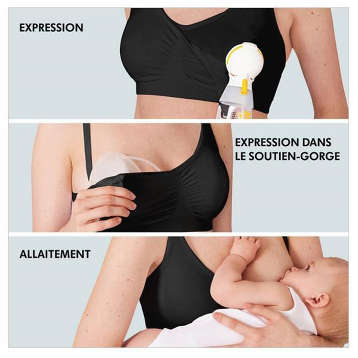 Soutien-gorge d’allaitement et d’expression _x000D_
de lait 3en1, noir, taille M