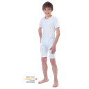 Body de soin pour enfant, coton/élasthanne, manches courtes, jambes courtes, fermeture éclair aux jambes, 134/140 cm