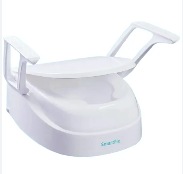 Rehausseur de WC Smartfix, réglable 3 positions, avec accoudoirs, blanc