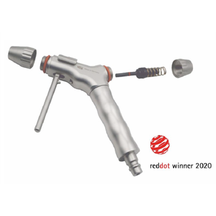 Pistolet de nettoyage inox pour air comprimé ou eau potable / eau déminéralisée avec poignée DN7.2