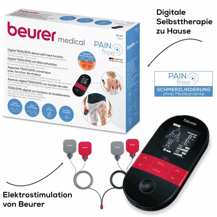[BEU EM59 HEAT ELECTRODES] Électrodes pour appareil TENS/EMS numérique avec fonction chaleur