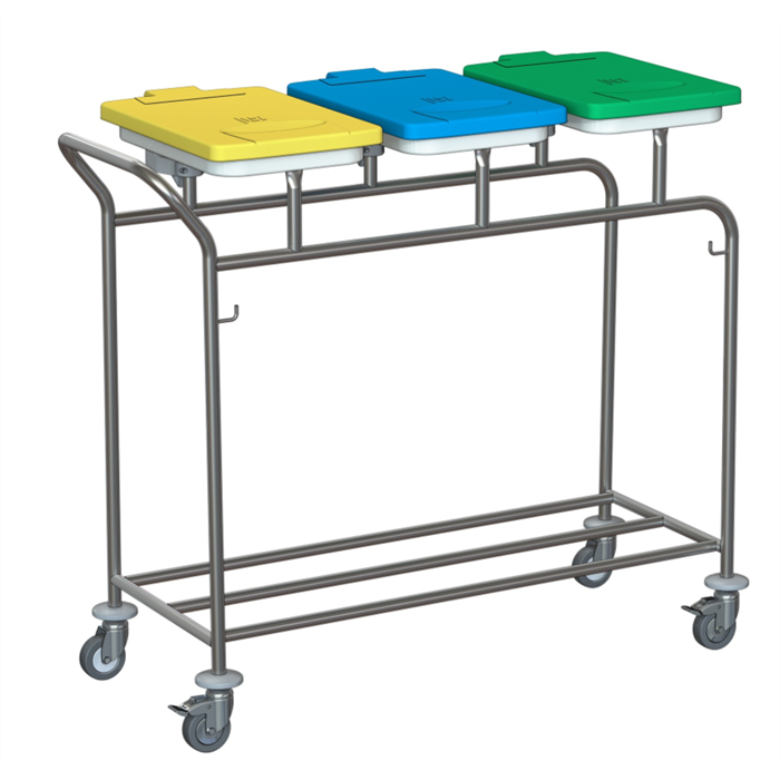 [W395] Poubelle à linge triple avec poignée coulissante, 3 anneaux de fixation,_x000D_
dimensions : env. 1085 x 455 x 950 mm (LxPxH)